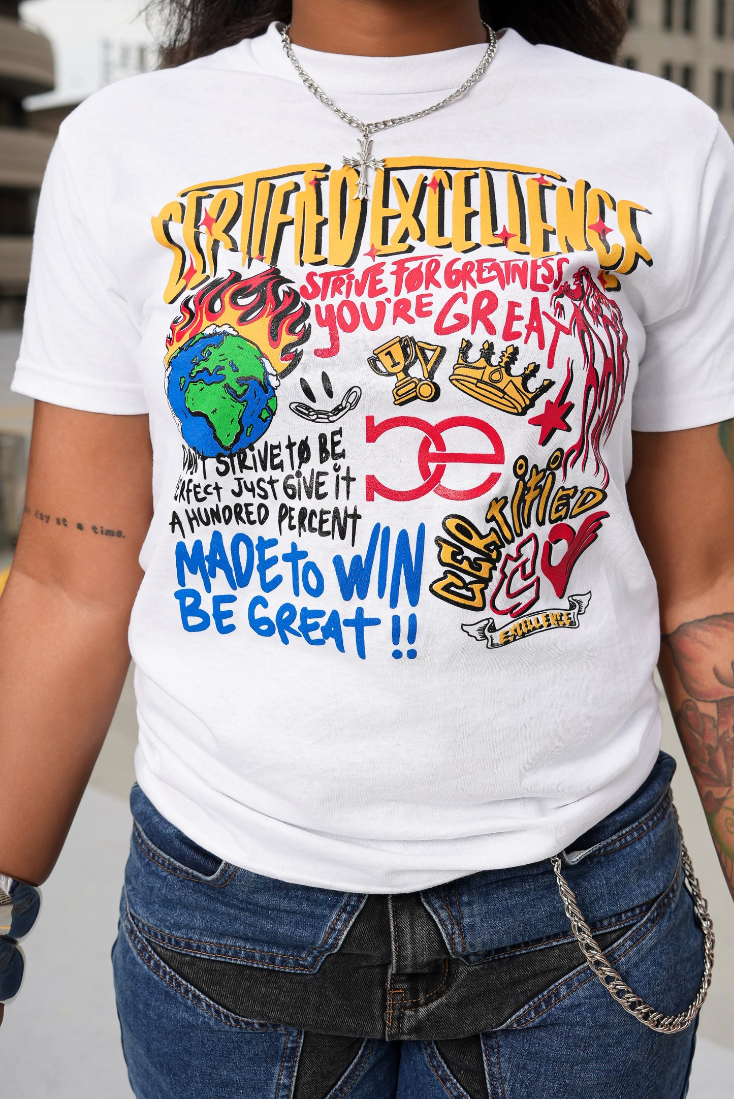 "Greatness" Tee (White / Multicolor)